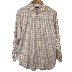 Royal classic men’s long sleeve button down plaid dress shirt 16?